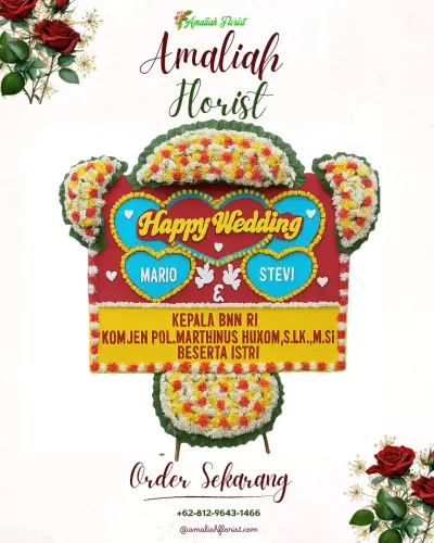 Karangan Papan Bunga Pernikahan di Pringsurat